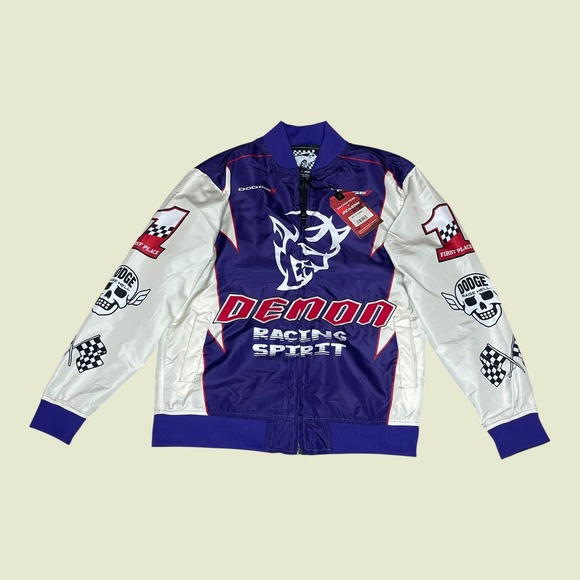 NWT Dodge x Reason Demon Racing Spirit Jacket Mens MEDIUM Purple White Limited